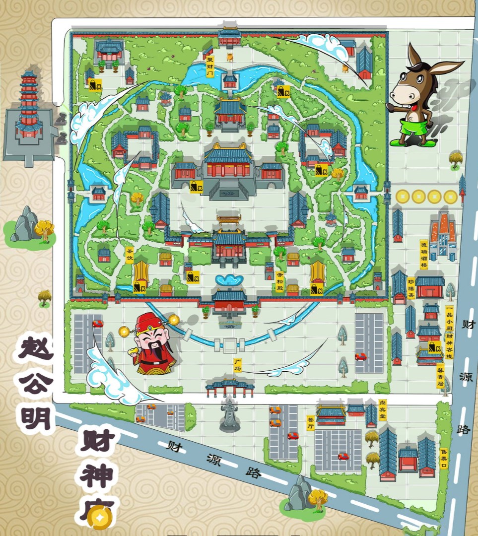 清镇寺庙类手绘地图